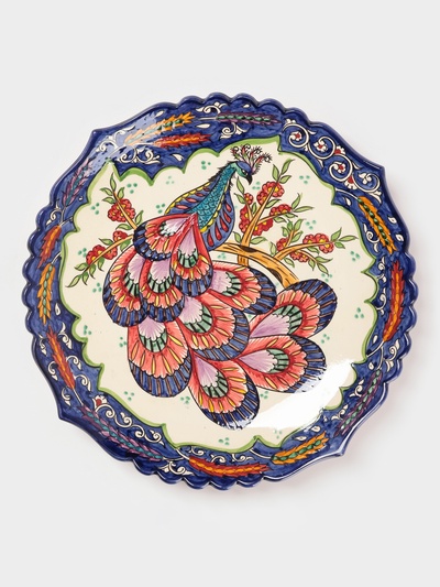 Ляган узбекский Риштанская Керамика «Жар птица», d=41 см, синий