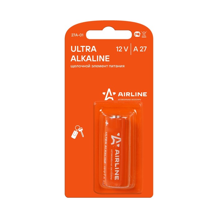 Батарейка A27 12V для брелоков сигнализаций щелочная 1 шт. - Фото 1