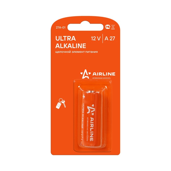 Батарейка Airline, A27, 12V, щелочной элемент питания - Фото 1