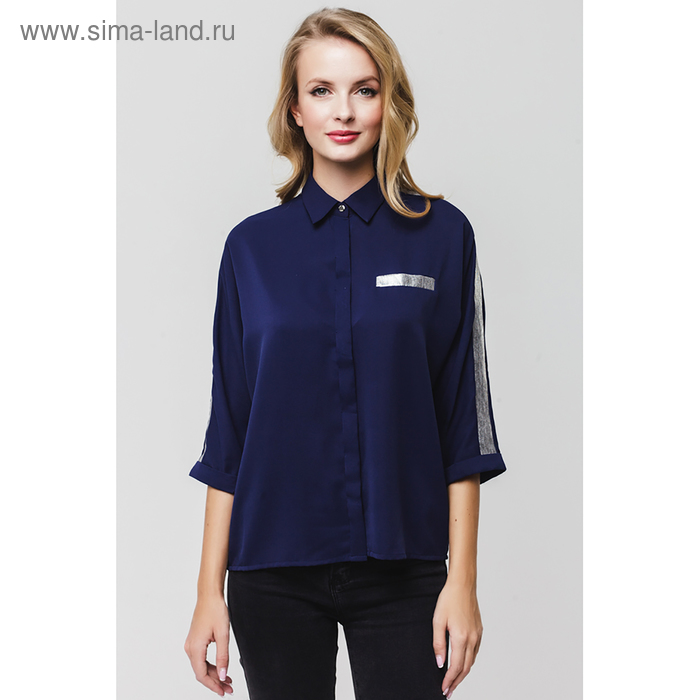 Рубашка женская, цвет тёмно-синий, размер 44 - Фото 1