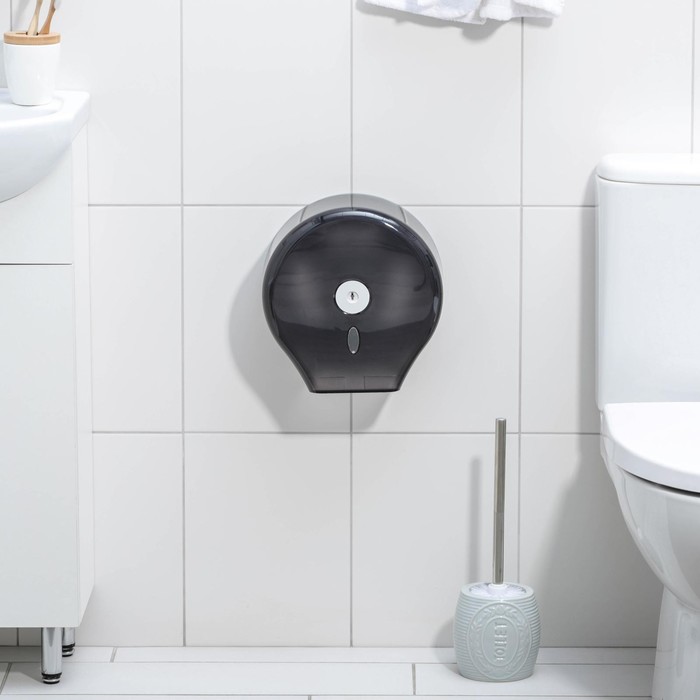 Диспенсер туалетной бумаги, 28×27,5×12 см, втулка 6,5 см, пластик, цвет чёрный - фото 1901057375