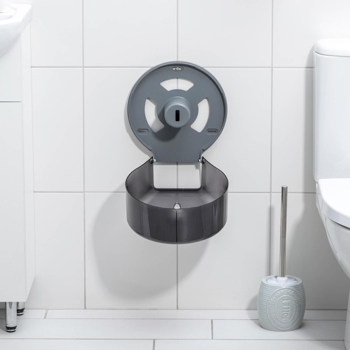 Диспенсер туалетной бумаги, 28×27,5×12 см, втулка 6,5 см, пластик, цвет чёрный - фото 1901057376