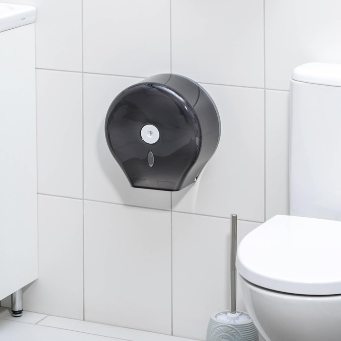 Диспенсер туалетной бумаги, 28×27,5×12 см, втулка 6,5 см, пластик, цвет чёрный - фото 1901057374