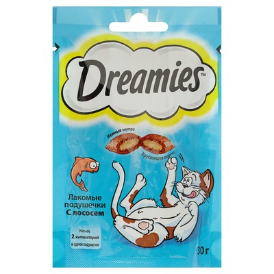 Лакомство Dreamies для кошек, лосось, 30 г