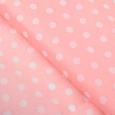 Бумага упаковочная тишью "Горох", розовый, 50 х 66 см