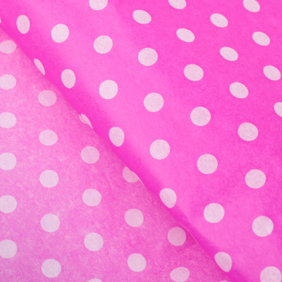 Бумага упаковочная тишью "Горох", розовый, 50 х 66 см