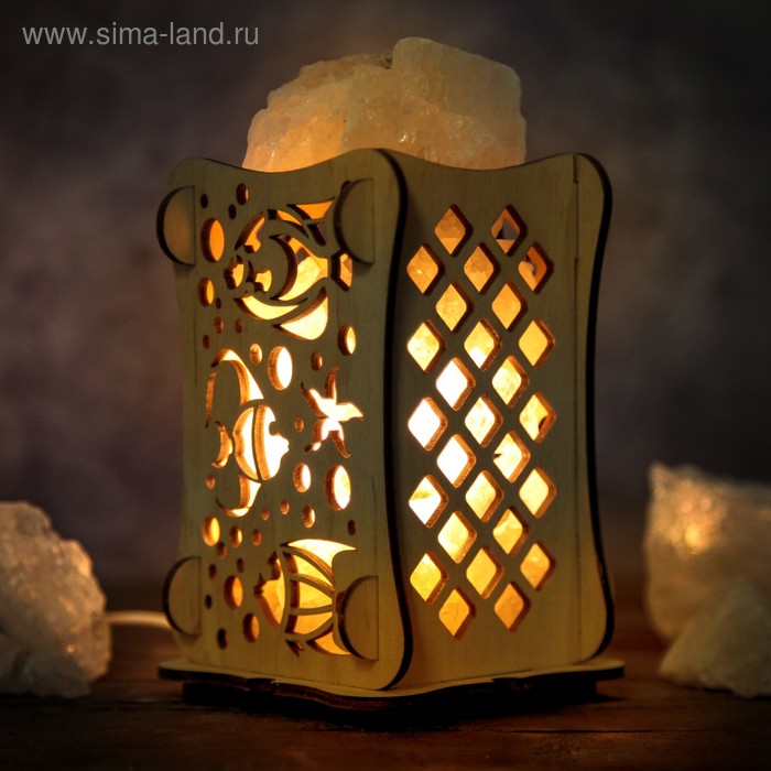 Соляной светильник "Рыбы", 9 х 14 см, деревянный декор - Фото 1