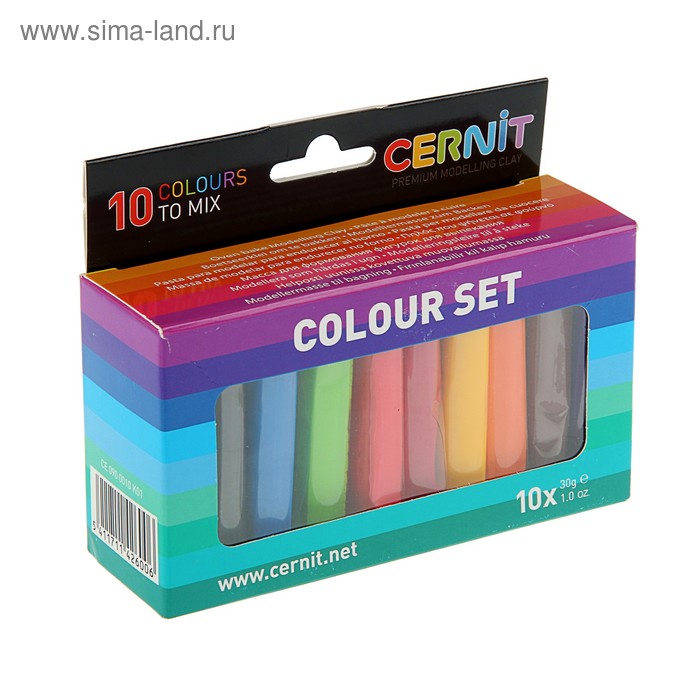 Набор полимерной глины запекаемой, Cernit, 10 цветов х 30 г - Фото 1
