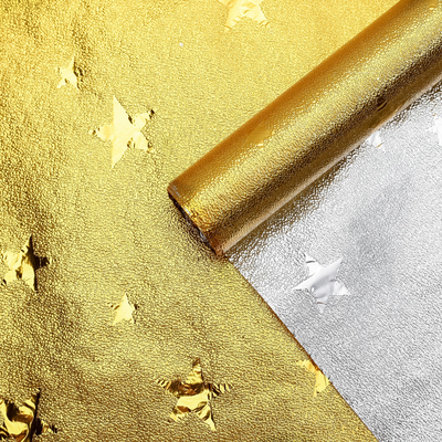 Плёнка металлизированная "Звезды", золото, 0,7 х 2 м