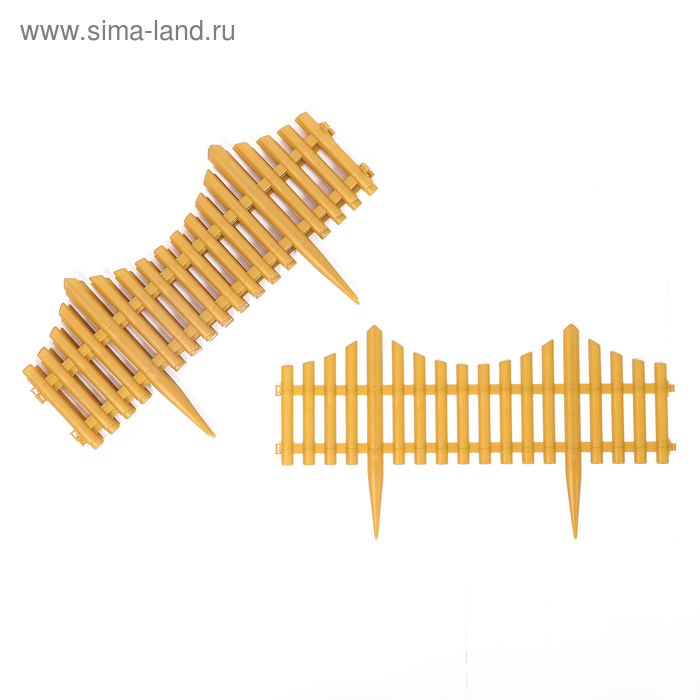 Ограждение декоративное, 30 × 300 см, 5 секций, пластик, золотое, Greengo - Фото 1