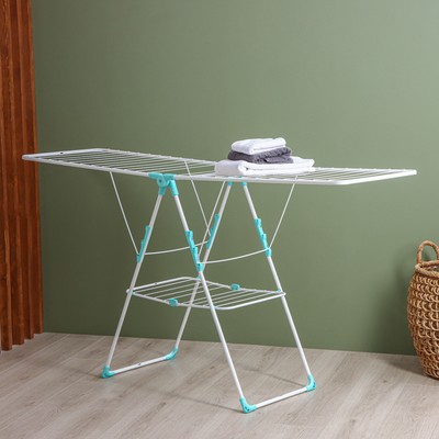 Сушилка для белья двухуровневая, рабочая длина 21 м, белая