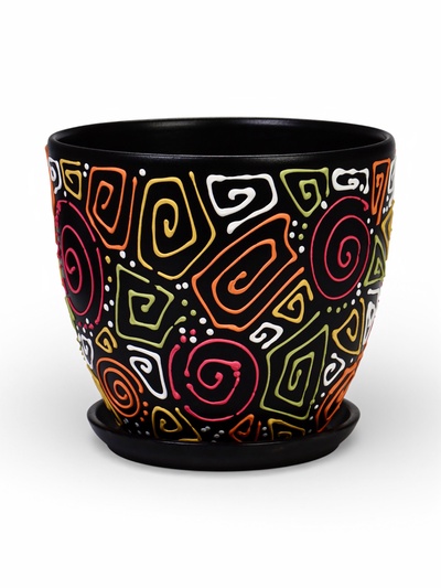 Горшок для цветов «Радуга», 8.5 л, d=26 см, h=23.5 см, керамика, с поддоном, коричневый