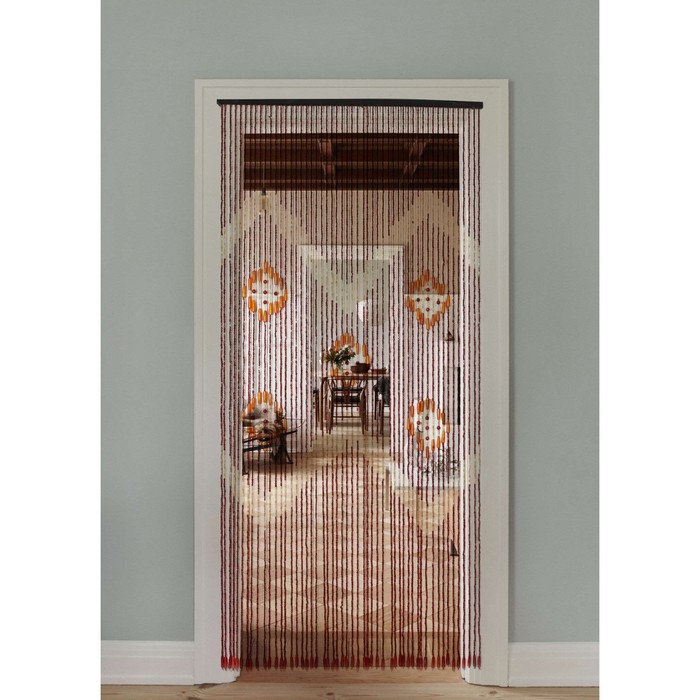 Штора - занавеска декоративная, деревянная, 90×195 см, 52 нити - Фото 1