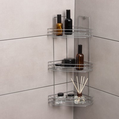 Полка угловая 3-х ярусная «Трапеция», 25×18×49 см, хром