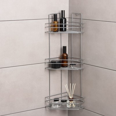 Полка угловая 3-ярусная «Трапеция», 25×18×62 см, хром