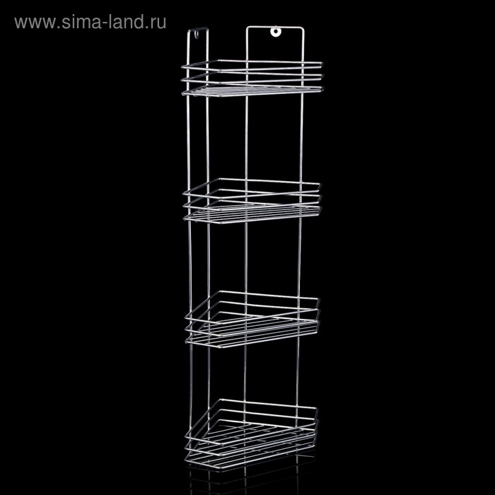 Полка угловая 4-х ярусная «Трапеция», 25×18×70 см, хром - Фото 1