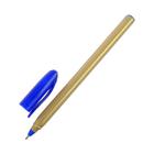 Ручка шариковая, 1.0 мм, стержень синий, корпус треугольный золотой - фото 305290937