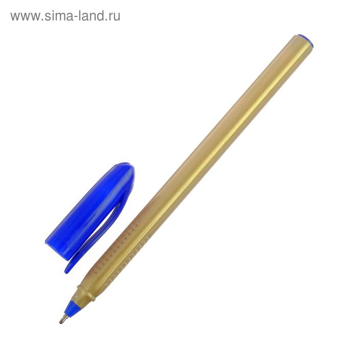 Ручка шариковая, 1.0 мм, стержень синий, корпус треугольный золотой - Фото 1
