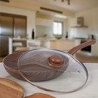 Сковорода глубокая Kantry, d=28 см, стеклянная крышка, пластиковая ручка, антипригарное покрытие, цвет коричневый - Фото 2