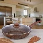 Сковорода глубокая Kantry, d=28 см, стеклянная крышка, пластиковая ручка, антипригарное покрытие, цвет коричневый - фото 30785203