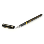Ручка гелевая 0,5мм синяя, корпус черный с золотыми ромбиками с рифленым держателем - Фото 3