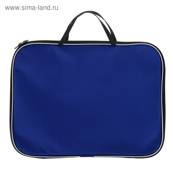 Папка с ручками текстильная А4, Calligrata «Офис», для бумаг, для офиса, нейлон 600D, двуцветный кант, 350×270×20 мм, синяя - Фото 1