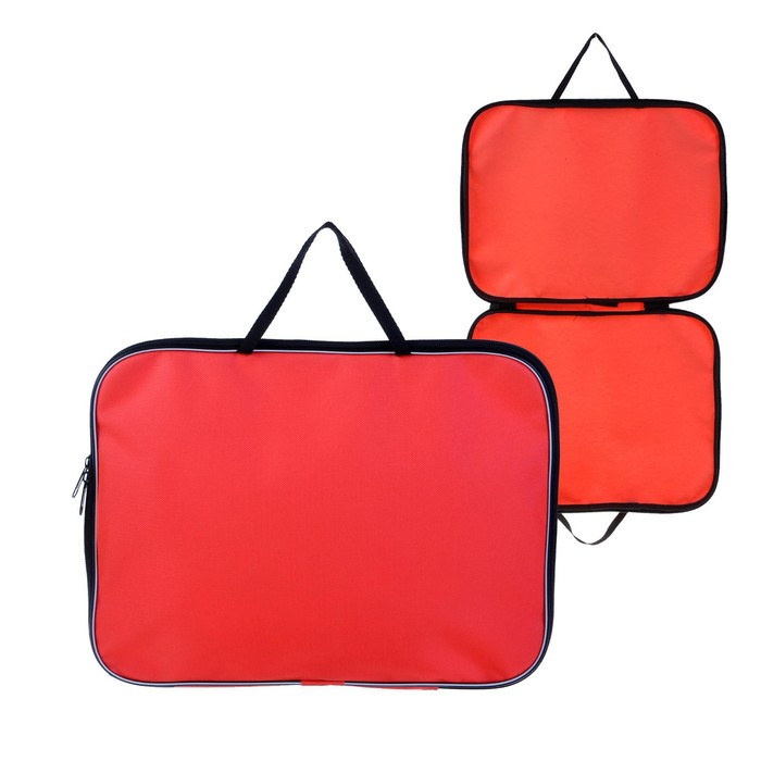 Папка с ручками текстильная А4, Calligrata «Офис», для бумаг, для офиса, нейлон 600D, двуцветный кант, 350×270×20 мм, оранжевая - Фото 1