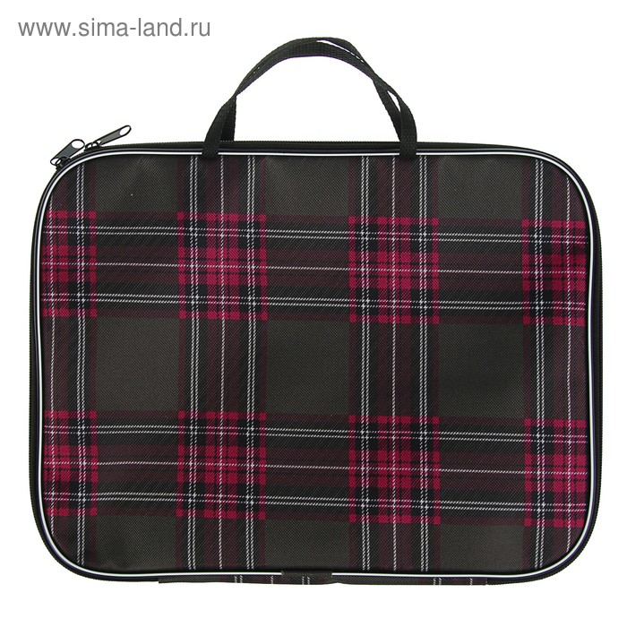 Папка с ручками текстильная А4, 350 х 270 х 20 мм, нейлон плотность 600D, "Шотландка" - Фото 1