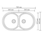 Мойка кухонная Accoona AB4479B, врезная, двойная, толщина 0.6 мм, 790х440х165 мм, глянец 3303717 - фото 915046