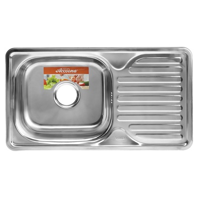 Мойка кухонная Accoona AB4276, врезная, толщина 0.6 мм, 760×420×165 мм, глянец