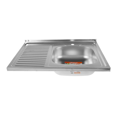 Мойка кухонная Accoona AC6080-R, накладная, правая, толщина 0.6 мм, 800×600×165 мм, декор