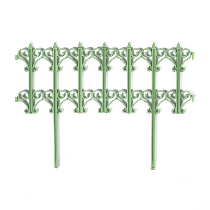 Ограждение декоративное, 25×180 см, 5 секций, пластик, салатовое, «Классика»