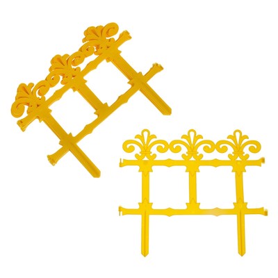 Ограждение декоративное, 33 × 267 см, 7 секций, пластик, жёлтое, «Роскошный сад»