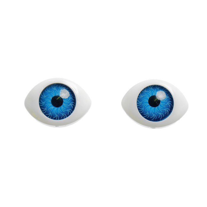 Глаза, набор 8 шт., размер 1 шт: 1,5 × 1 см, размер радужки 9 мм, цвет голубой - Фото 1