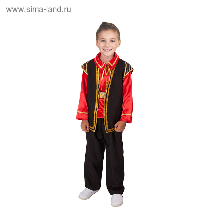 Костюм башкирский для мальчика, рубашка, брюки, жилет, ремень р.116 см - Фото 1
