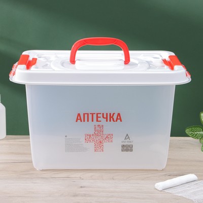 Аптечка универсальная, 10 л, прозрачная, белая