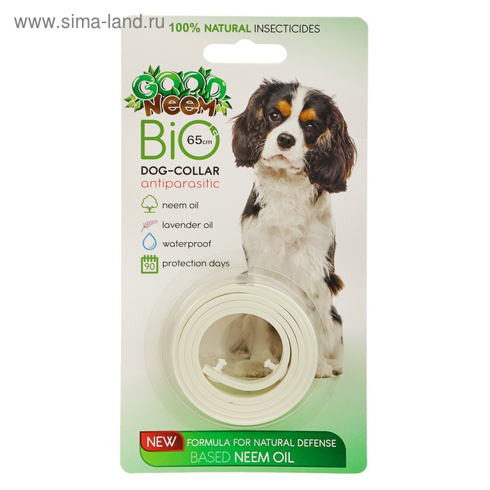 Биоошейник GOOD NEEM для собак, с маслом ним, 65 см, белый - Фото 1