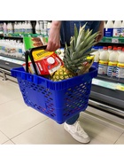 Корзина покупательская пластиковая, 20 л, 2 пластиковые ручки, синяя - Фото 3