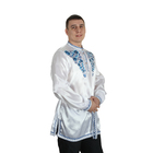 Рубаха русская мужская «Синие цветы», атлас, р. 48–50, цвет белый - Фото 2