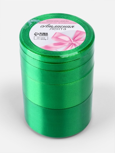 Атласная лента, набор 5 шт., 6/10/20/40/50 мм, 23±1 м, зелёная №19