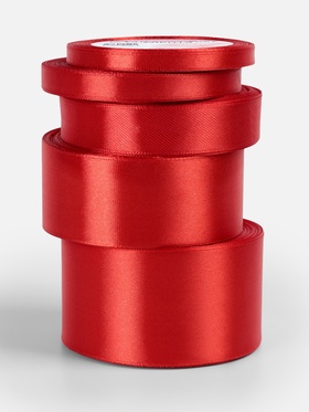 Атласная лента, набор 5 шт., 6/10/20/40/50 мм, 23±1 м, красная №26