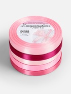 Атласная лента, набор 5 шт., 10 мм, 23±1 м, розовая - Фото 5