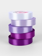 Атласная лента, набор 5 шт., 20 мм, 23±1 м, фиолетовая, сиреневая - Фото 2