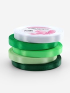 Атласная лента, набор 5 шт., 10 мм, 23±1 м, белая, зелёная - Фото 2