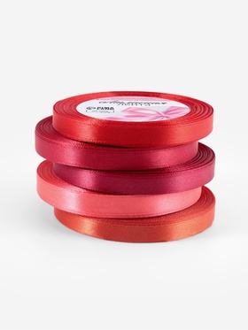 Атласная лента, набор 5 шт., 10 мм, 23±1 м, красная, бордовая