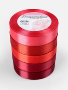 Атласная лента, набор 5 шт., 20 мм, 23±1 м, красная, бордовая - Фото 4