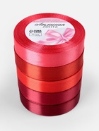 Атласная лента, набор 5 шт., 20 мм, 23±1 м, красная, бордовая - Фото 5