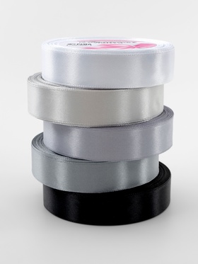 Атласная лента, набор 5 шт., 20 мм, 23±1 м, серая, чёрная