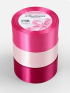 Атласная лента, набор 3 шт., 40 мм, 23±1 м, розовая - Фото 6