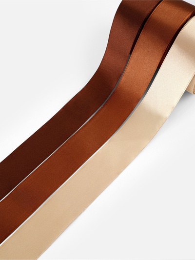 Атласная лента, набор 3 шт., 40 мм, 23±1 м, коричневая, бежевая